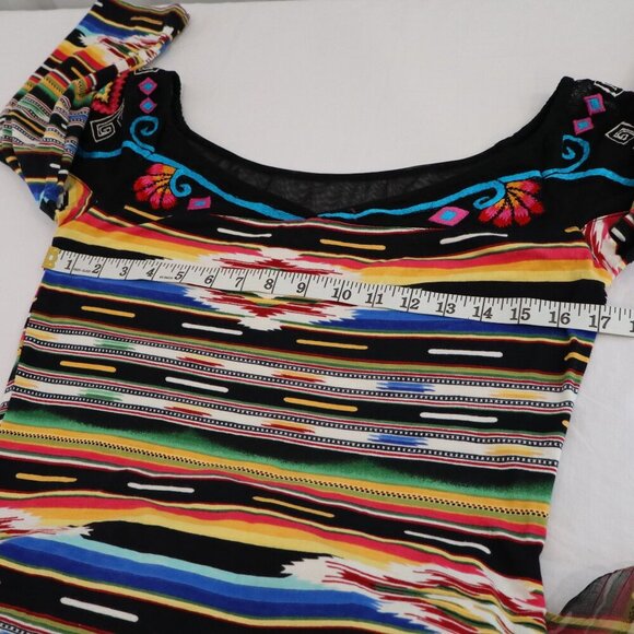 Vintage Collection Womens Western Fiesta Southwest Midi Dress Ruffles Size Med - Picture 7 of 8